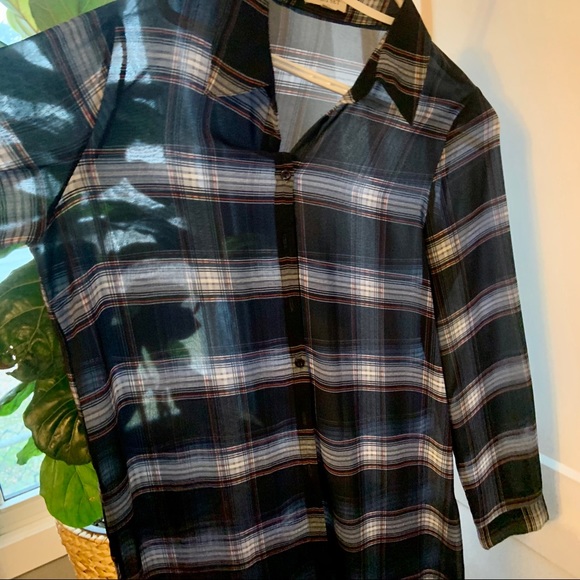 Long sheer plaid shirt - Picture 4 of 4